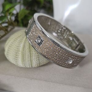 Silver Sparkly Clamper Hinge Bracelet